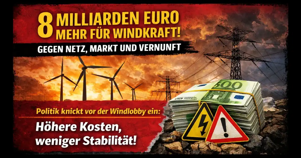 8 Milliarden Euro mehr für Windkraft
