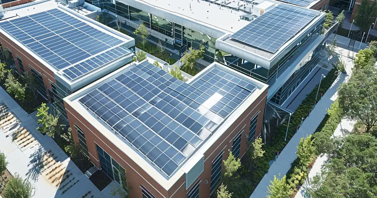 Gebaeudekomplex mit Photovoltaik