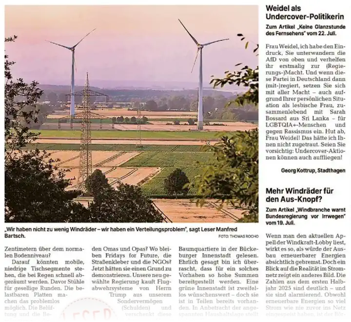 Leserbrief mehr windraeder fuer den aus knopf