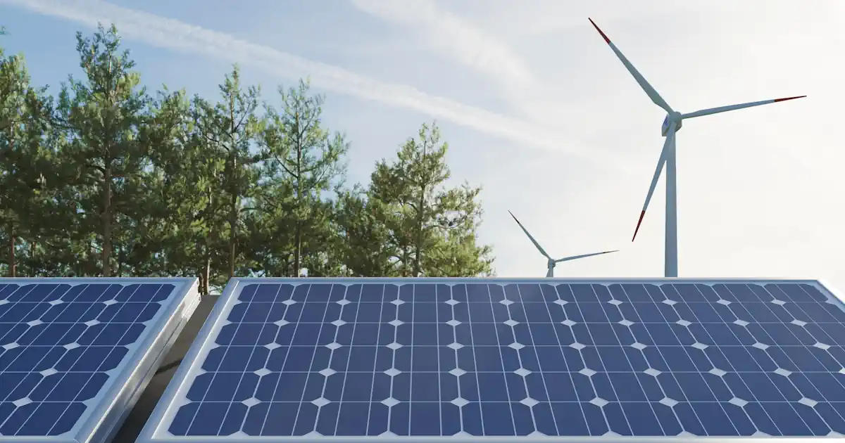 Solar Panels und Windräder
