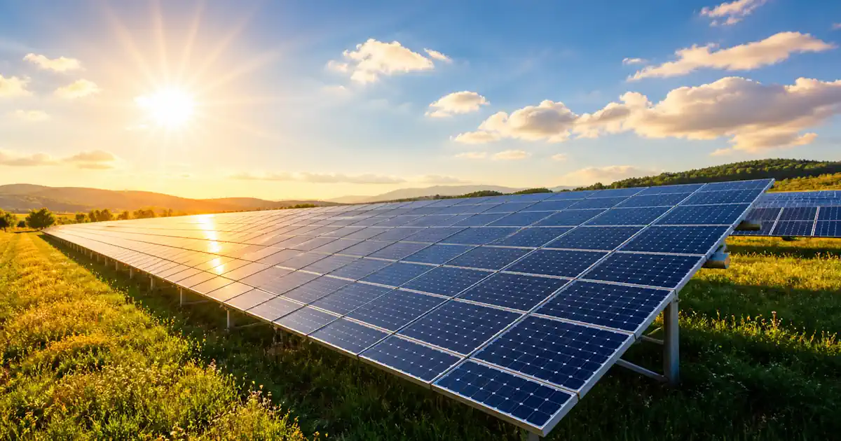 Solarpark in der Abendsonne